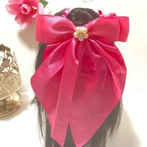 Vibrant Pink Satin Hair Scrunchie